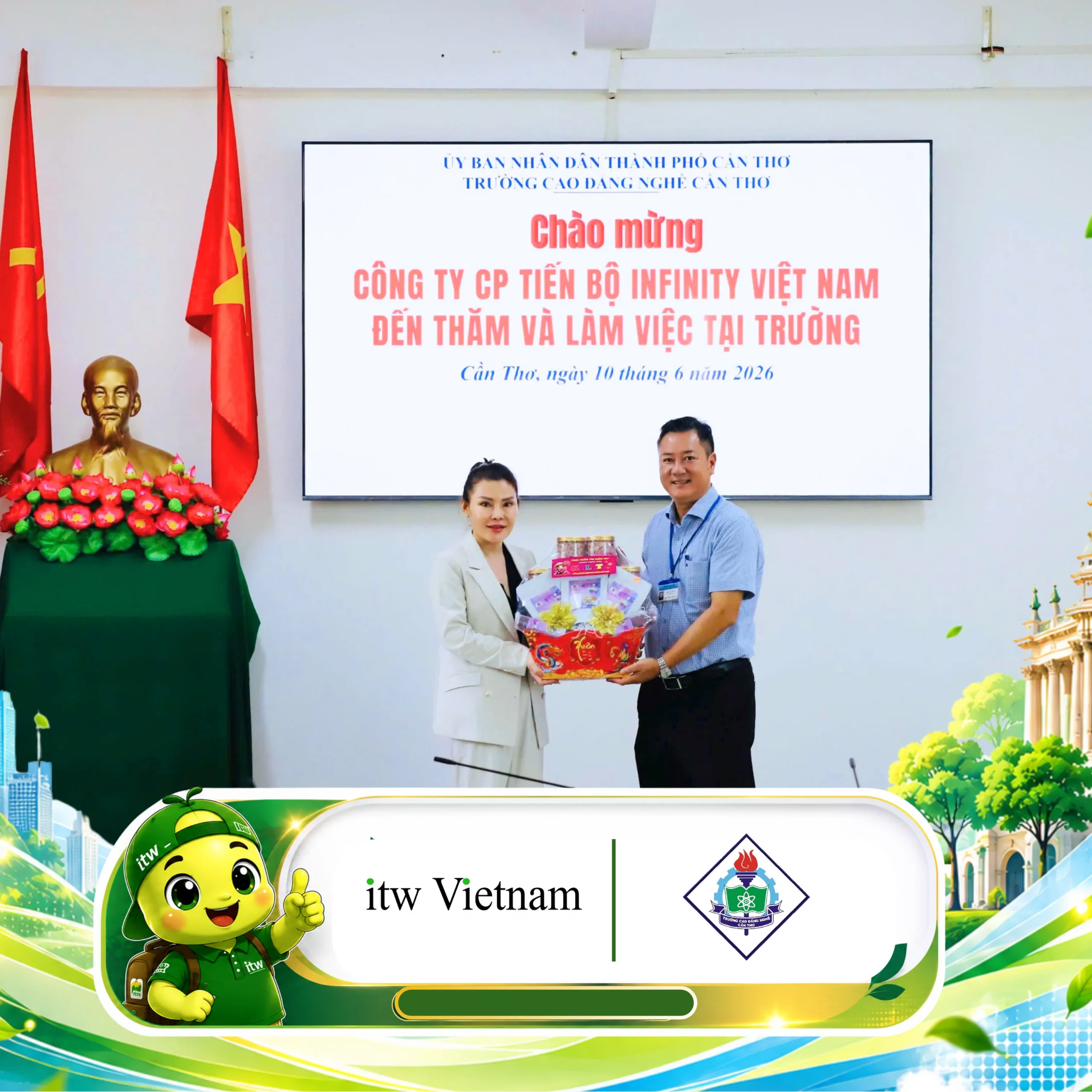 ITW-IFN làm việc cùng Trường Cao đẳng Nghề Cần Thơ nhằm thúc đẩy hợp tác đào tạo, phát triển nguồn nhân lực chất lượng cao và mở rộng cơ hội việc làm quốc tế cho sinh viên.
